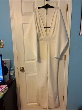Women’s Deep V-Neck White Jumpsuit